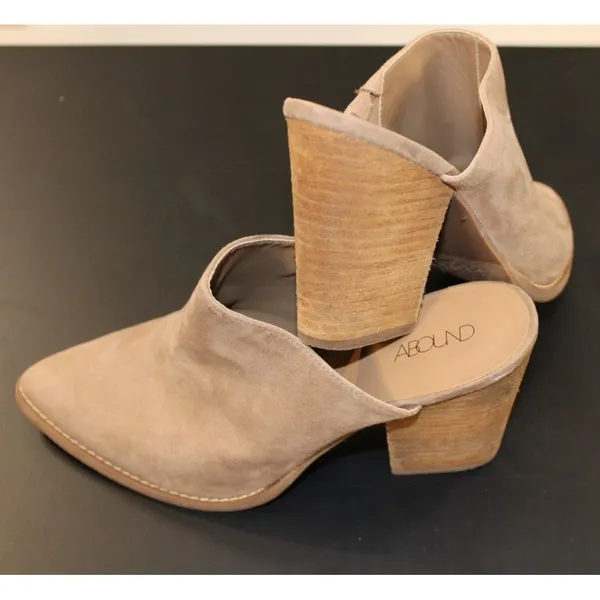 Abound Maya Mule Womens 8M Tan Suede Pointed Toe Block Heel Bootie Slip On - Image 6