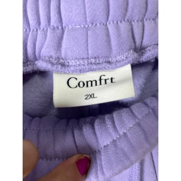 Comfrt Pastel Edit Lavender Fleece Sweat Shorts Drawstring Size 2XL Athleisure - Image 6