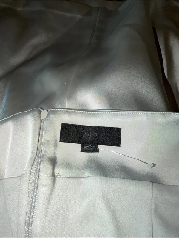 NWOT Zara Strapless Pearl Grey/Silver Satin Dress with Bow XXL Bloggers Fave - Image 8