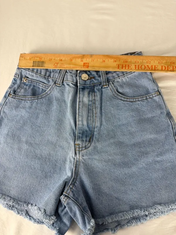Princess Polly Womens Light Wash Denim High-Waisted Frayed Hem Shorts Size 2 - Image 7
