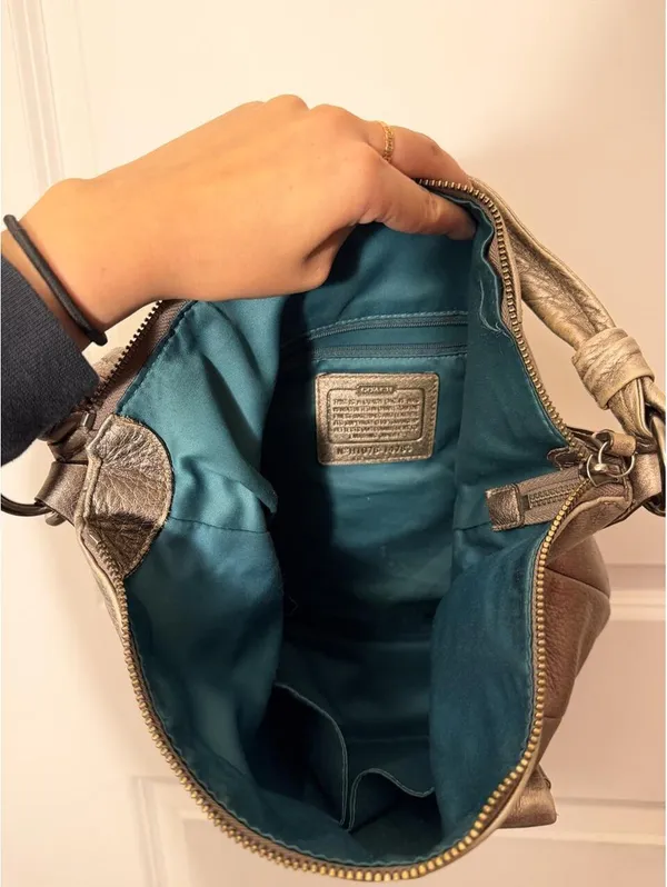 Vintage Coach Kristin Metallic Leather Hobo Bag 2010 - Image 3