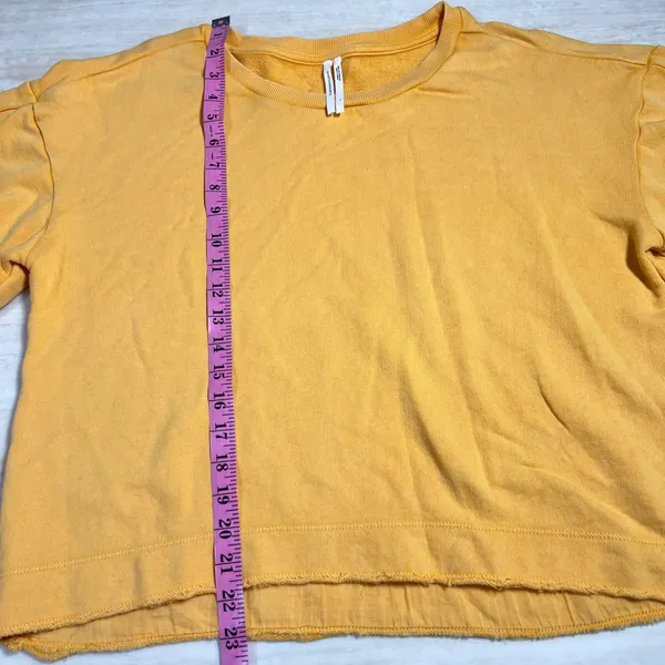 Free People Anthropologie Marigold Yellow Puff Sleeve Cotton Sweatshirt Large - Image 8