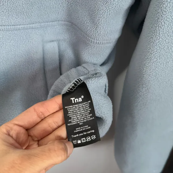 Aritzia 1 RARE Small TNA Polartec Fleece Full‎ Zip Hoodie Sweatshirt Icy Blue - Image 5