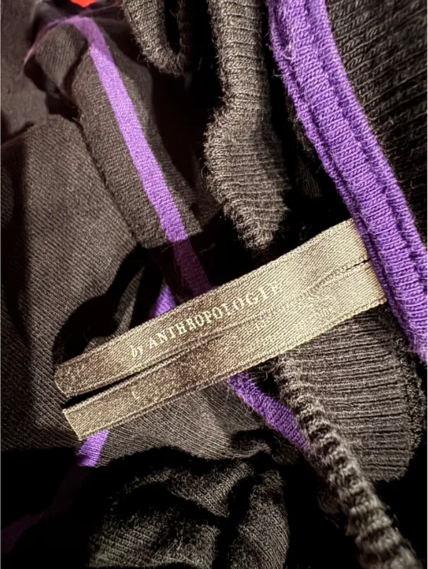 Anthropologie Black Sleeveless Peplum Top with Purple Stripe - Image 4