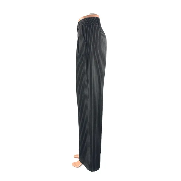 Princess Polly Women's Black Stripe High Rise Palazzo Wide Leg Trousers Pants 4 - Image 2
