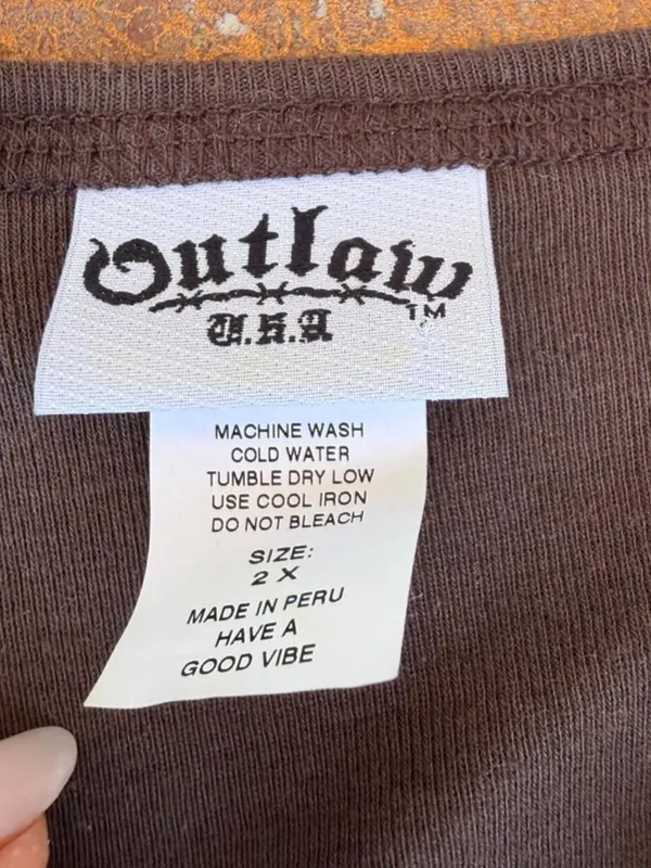 Brandy Melville Vtg Brown cropped v-neckbutton up shirt with pockets - one size #western #cowboy - Image 5