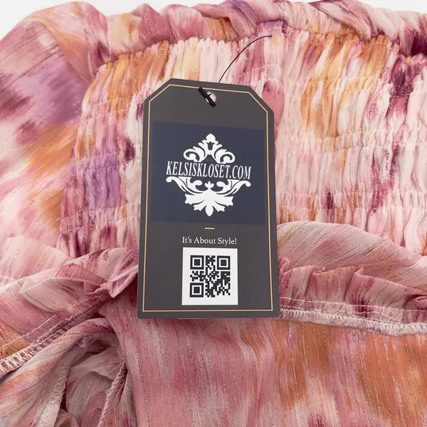 ANDTHEWHY Floral Chiffon Midi Dress‎ Womens 1X Metallic Romantic Fairy Whimsy - Image 9
