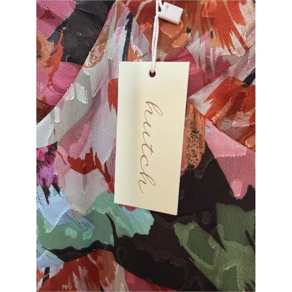 Hutch Royce Floral Chiffon High Low Midi Dress Brown Pink Size 2 NWT - Image 4