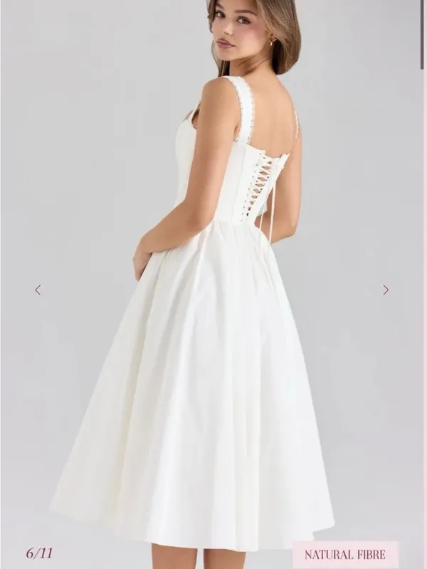 House of CB Amara Corset Stretch Cotton Cocktail Midi Dress - Image 2