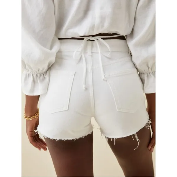 Reformation Charlie High Rise Jean Shorts in Vintage White Size 31 - Image 14