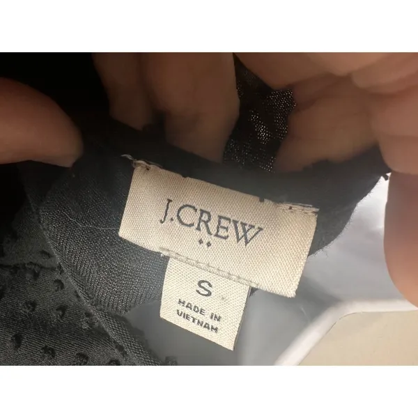 J.Crew Black Clip-Dot Tiered Mini Dress‎ Puff Sleeve Scoop Neck Small - Image 5