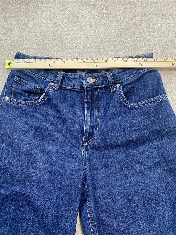 Mango Deep Indigo Wide-Leg Jeans Size 4 100% Cotton - Image 10