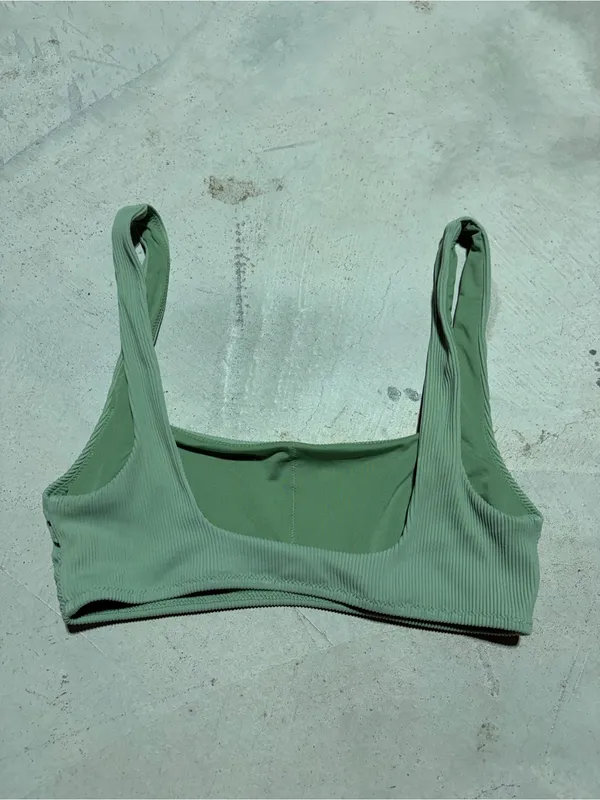 Aerie scoop Ribbed Sage Green Bikini Top small - Image 2