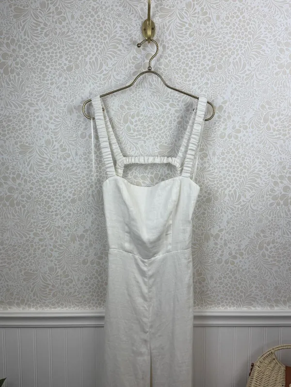 Reformation Harlow White Linen Wide-Leg Jumpsuit - Size - 6 - NWT - Image 9