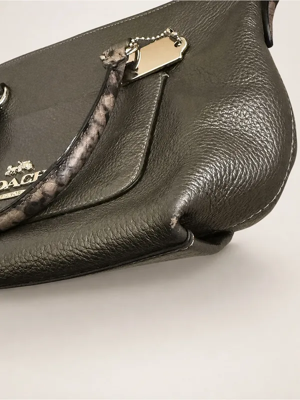 Coach Emma Small Crossbody Satchel Gunmetal Leather Snakeskin Bag Purse EUC - Image 4