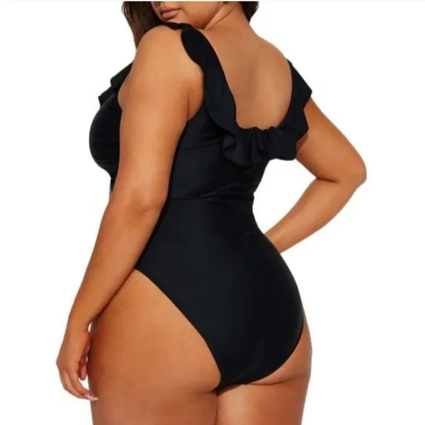 PrettyLittleThing NWT 33B Plus Black Frill Edge Ring One piece Swimsuit Size 18 - Image 3