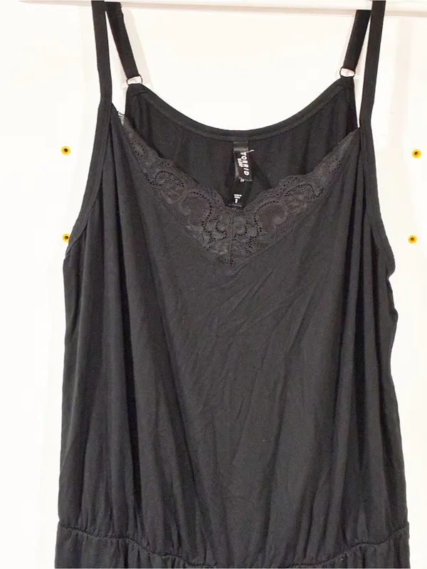 Torrid Plus Size Black Super Soft Lace Trim Sleep Romper Size 1X - Image 3