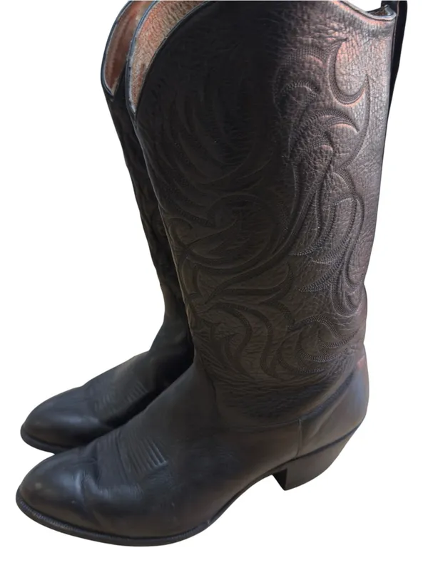 Tony Lama Black Leather Western Cowboy Boots Women’s 8 M Vintage USA Western GUC - Image 11