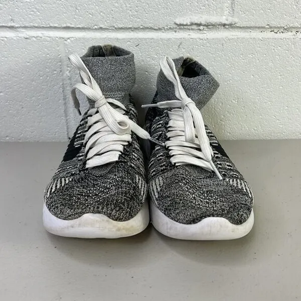 NIKE Mesh HighTop Athletic Sneakers sz 8 Gray/White 818677-101 lunarepic flyknit - Image 3