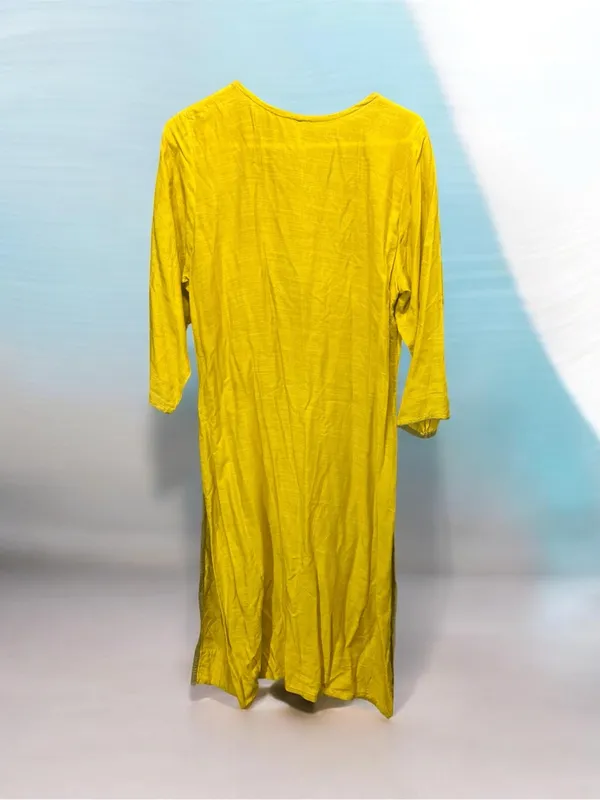 Yellow Embroidered Kurti Tunic Top Womens Size XL Boho Ethnic Casual Straight - Image 2