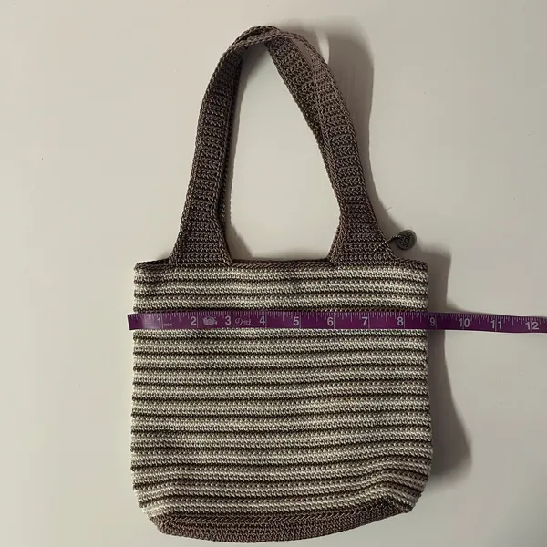 The Sak Small Brown & Cream Striped Knit Handbag GUC - Image 6