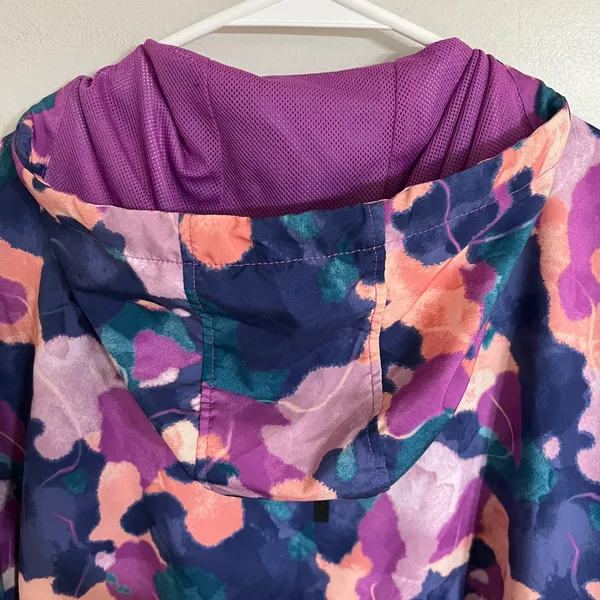 Reebok Womens Abstract‎ Camo Full Zip Hooded Windbreaker Jacket Purple S - Image 10