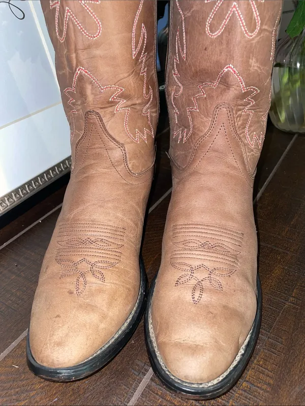 Old West SCL 7014 Leather Women's Western Cowgirl Heeled Boots Size 8 - Image 6