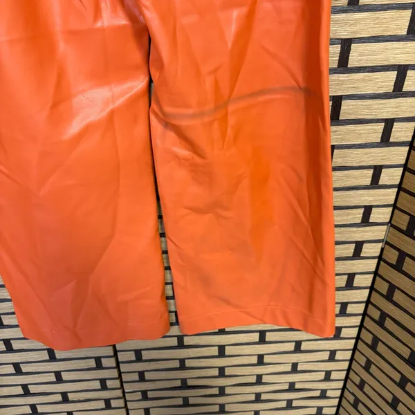 Anthropologie Maeve Orange‎ Faux Leather The Collete Pants Size 28 - Image 7