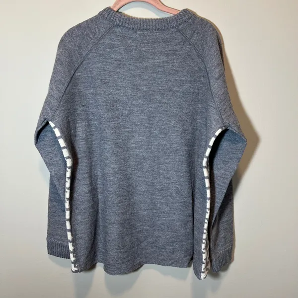Boden Women's Grey White Houndstooth 100%‎ Wool Raglan Sleeve Sweater US 14 - Image 9