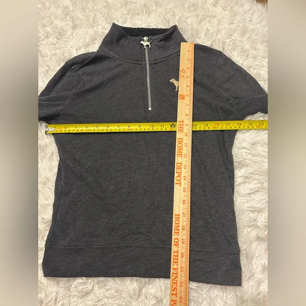 Victoria’s Secret PINK gray gold 1/4 zip long sleeve top woman’s XS shirt - Image 7