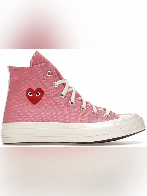 NWT Converse X Comme des Garcons 70 High-Top Sneakers Pink Size 7 - Image 2