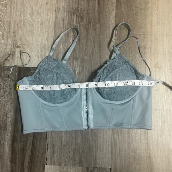 Garage Bustier Womens PS Medium Seafoam Combo Lace Bra Clasp Cropped - Image 6