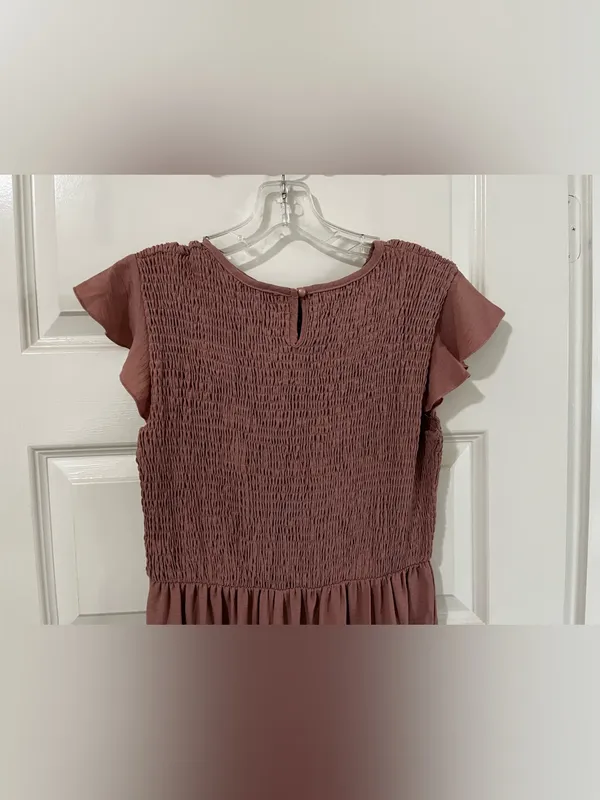 Women's Tiered Smocked Midi Dress in Dusty Pink Sz L - Image 5