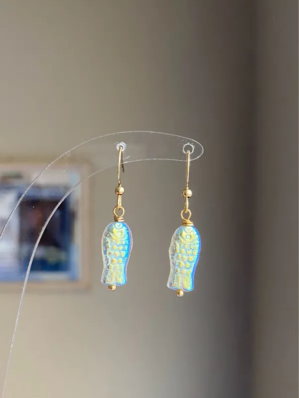 Handmade quality Czech glass beads fish unique dangle earrings⭐️🐟💕 - Image 5