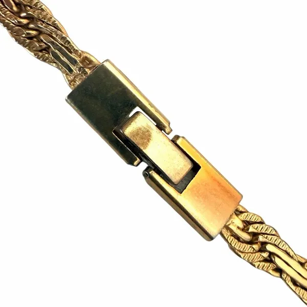Vintage Gold Tone Woven Braided Textured Chain Necklace - Image 3