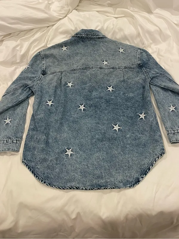 Mineral Wash Star Embroidered Denim Jacket - Image 12