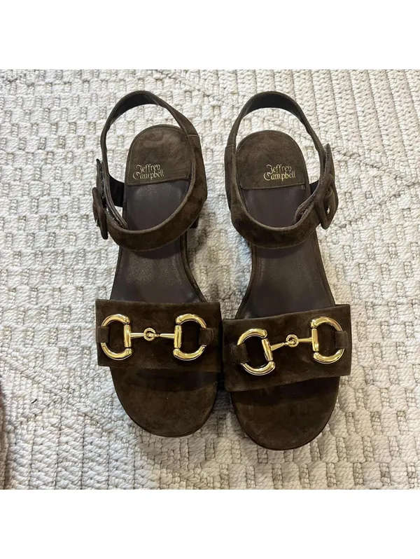 Jeffrey Campbell Timeless 2 Platform Sandal Espresso Suede Brown - Image 3