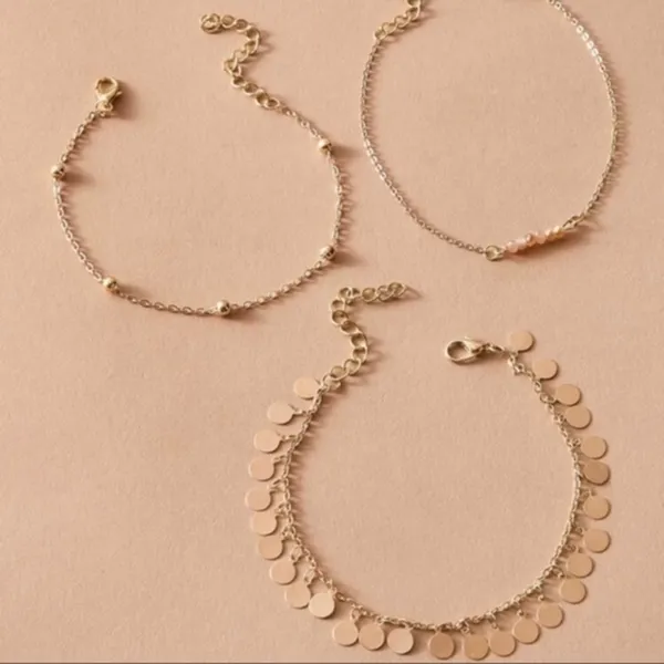 3/$30 💛 3pc Charm Anklet Gold - Image 2