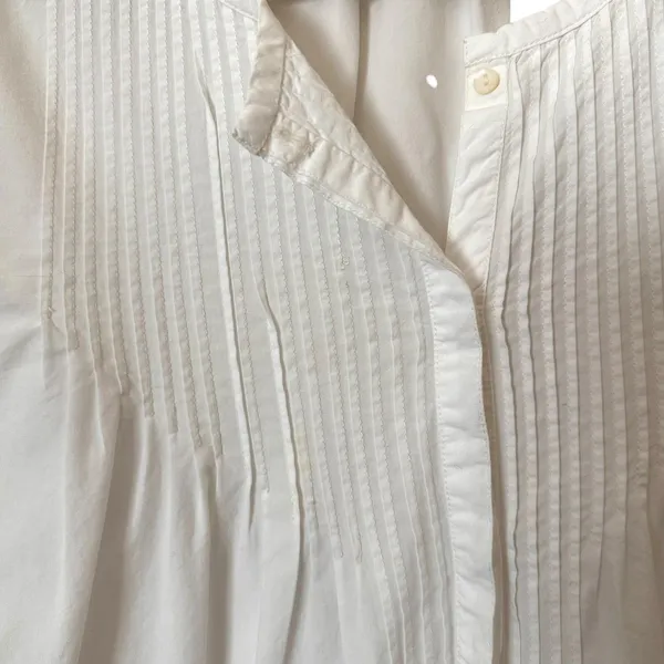 JOIE Kalyssa Pleated‎ Eyelet Blouse White Sz Medium - Image 5