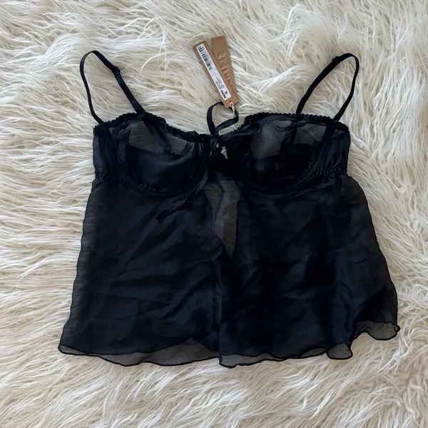Skims Romance Babydoll Top Onyx Size Small - Image 4