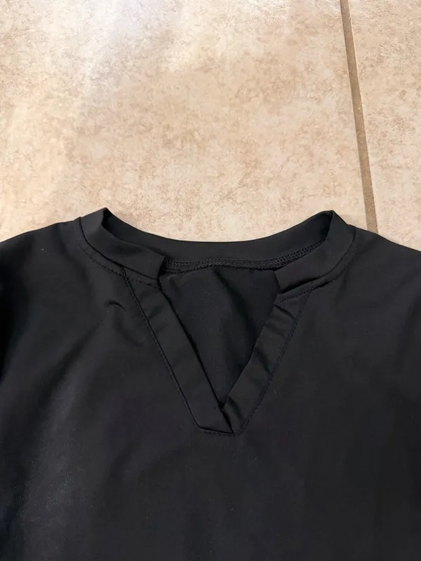 Amazon Black Long Sleeve V-Neck Activewear Top - Image 2