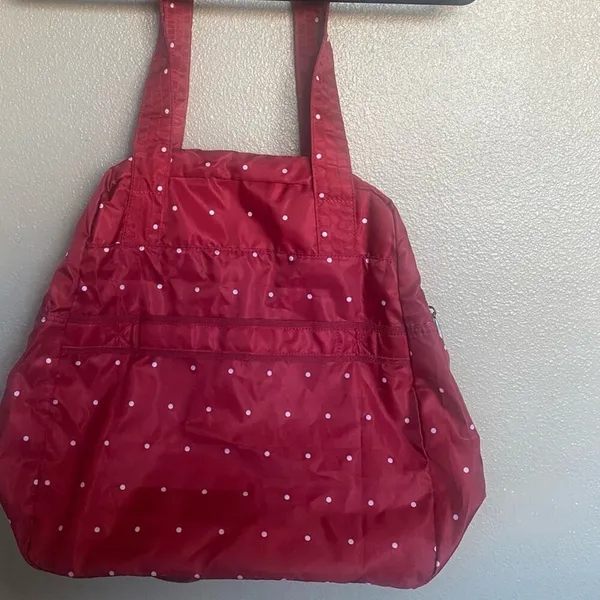 Lug polka dot Red and white Bag‎ Lightweight packable Tote Bag - Image 11