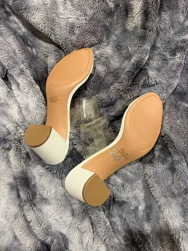 Chinese Laundry White Slides with Clear Straps - Image 3