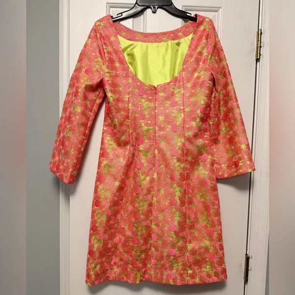 Lilly Pulitzer MANDY Tunic Dress Pink Green Metallic Lace Size‎ 2 - Image 4