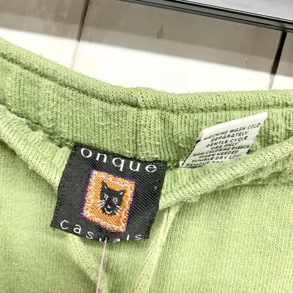 Vintage Onque‎ Casuals Pants Women Small Green Elastic Waist Drawstring Joggers - Image 5