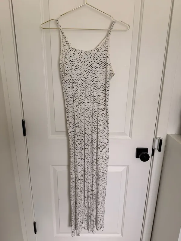 A New Day Summer Dress - White & Black Polka Dot Slit Cami Maxi Dress - Image 6