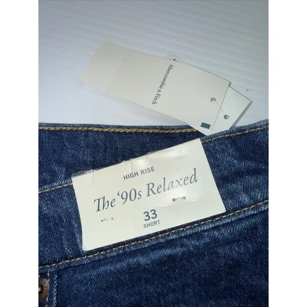 NWT Abercrombie & Fitch The 90s Relaxed High Rise Denim Jeans‎ 33 Short - Image 5