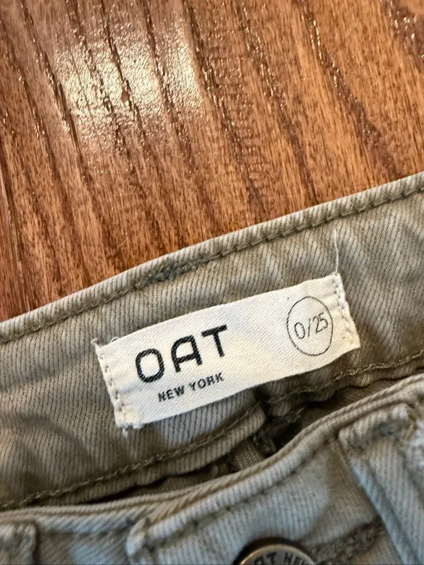 Oat New York wide leg olive green crop flat front pant 0/25 - Image 4