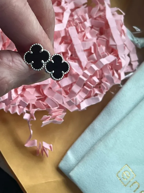 Anthropologie Sterling black clover studs - Image 2