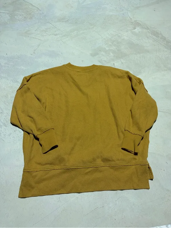 Aerie Mustard Waffle Crewneck Sweater sweatshirt medium - Image 6